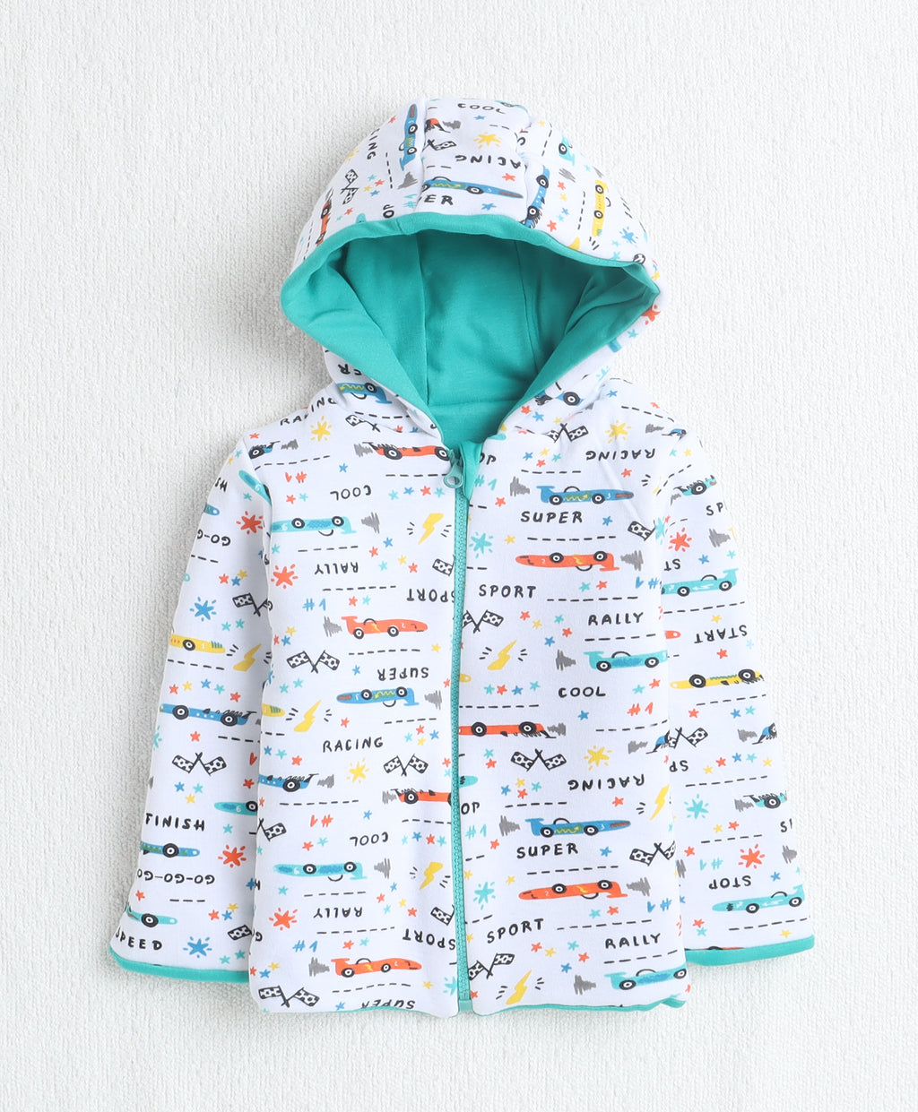 Bumzee Green & White Jacket, Full Sleeves, 100% Cotton