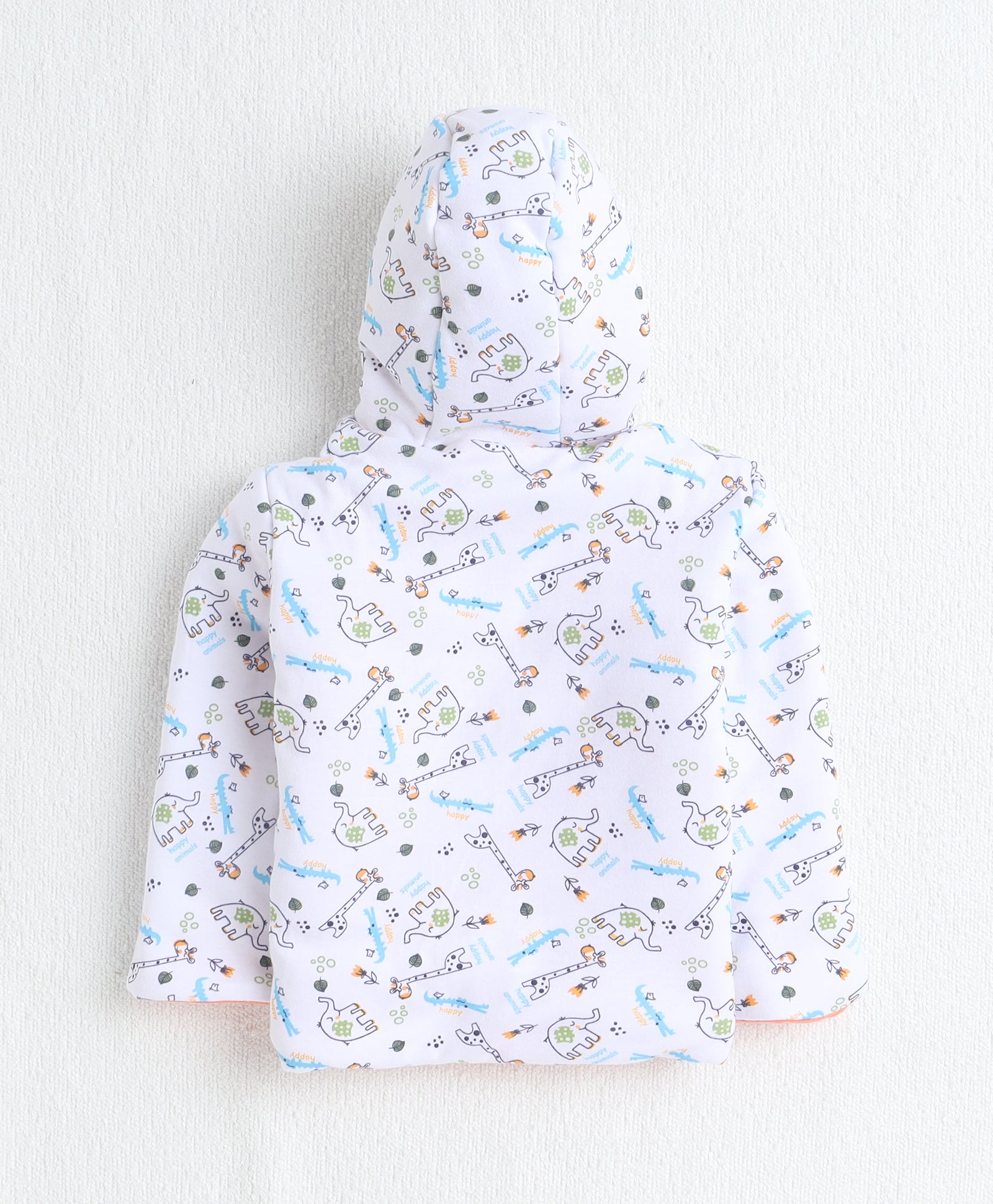 Boys 100% Cotton Solid Jacket - Orange & White