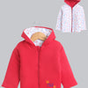 Boys 100% Cotton Solid Jacket - Red & White