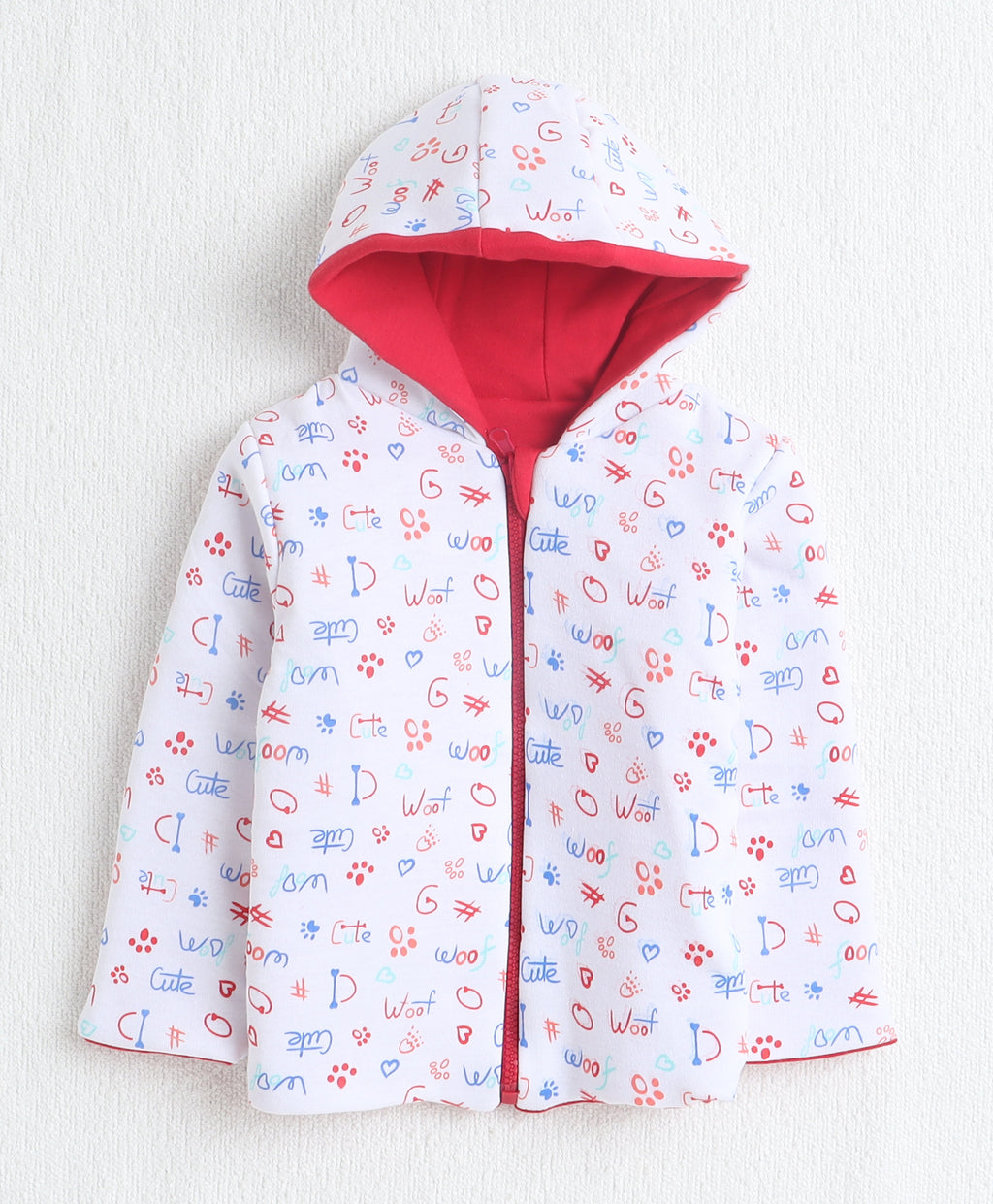 Bumzee Red & White Jacket, Full Sleeves, 100% Cotton