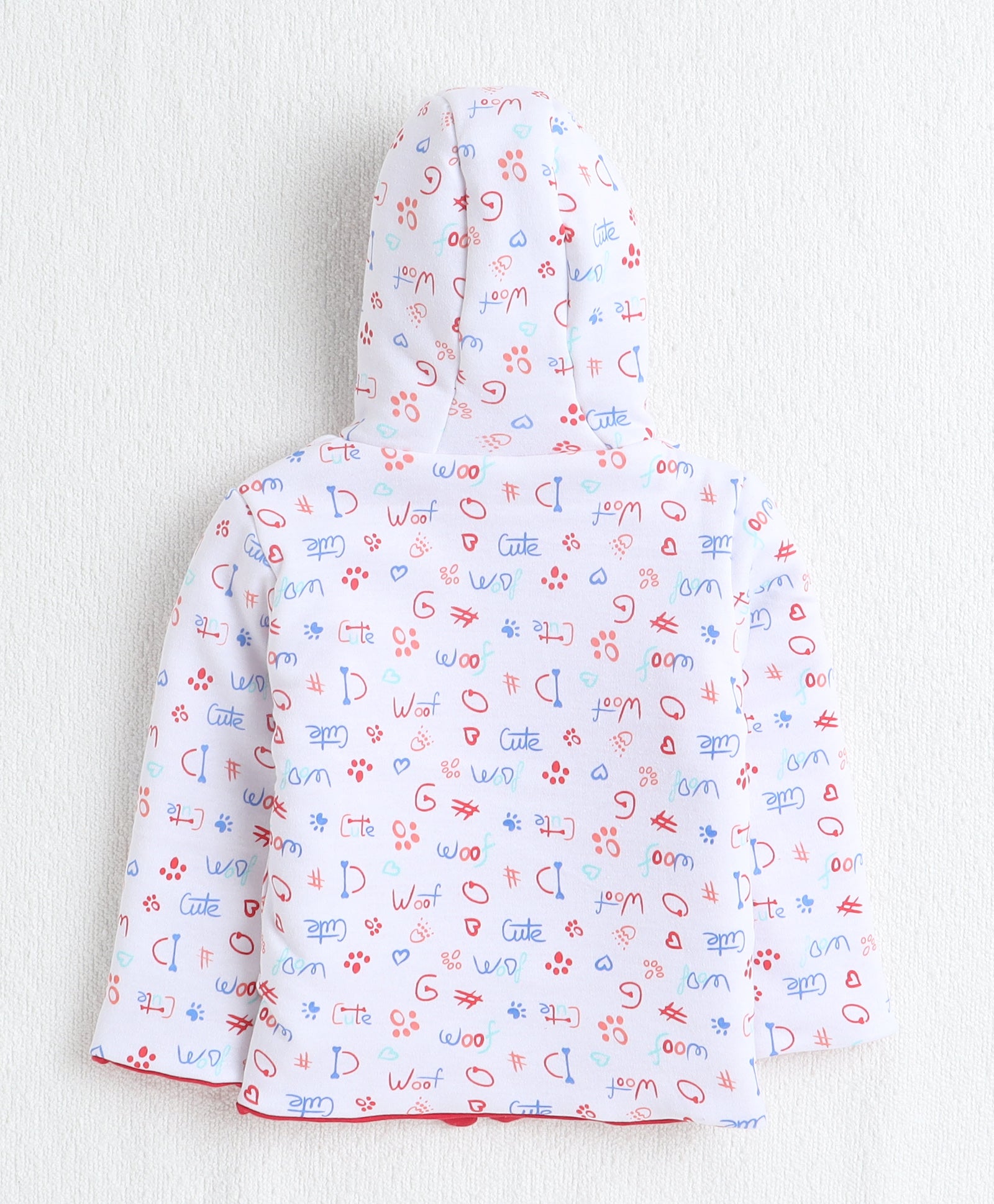 Boys 100% Cotton Solid Jacket - Red & White