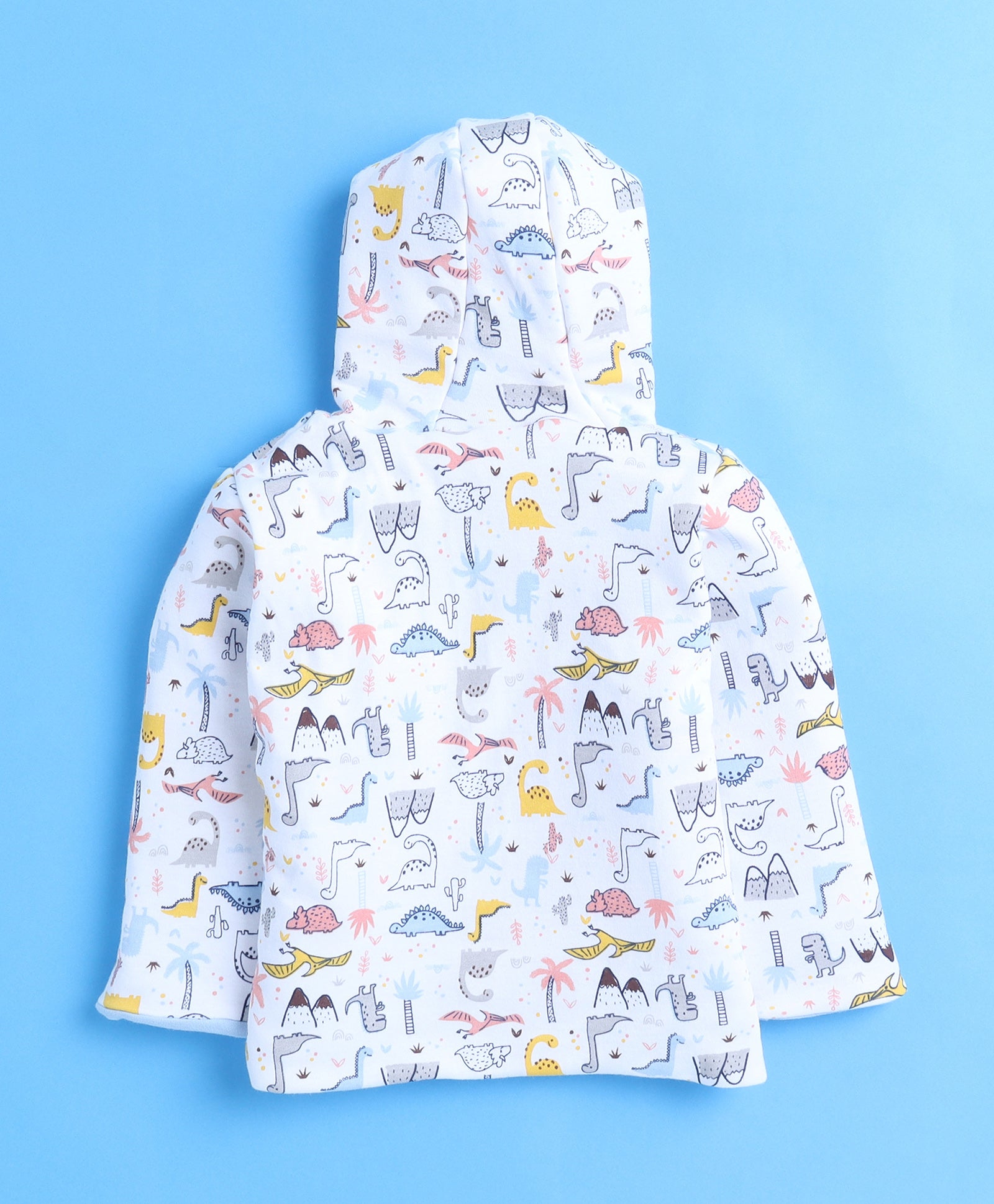 Boys 100% Cotton Solid Jacket - Sky Blue & White