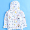 Boys 100% Cotton Solid Jacket - Sky Blue & White
