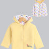 Girls 100% Cotton Solid Jacket - Yellow & White