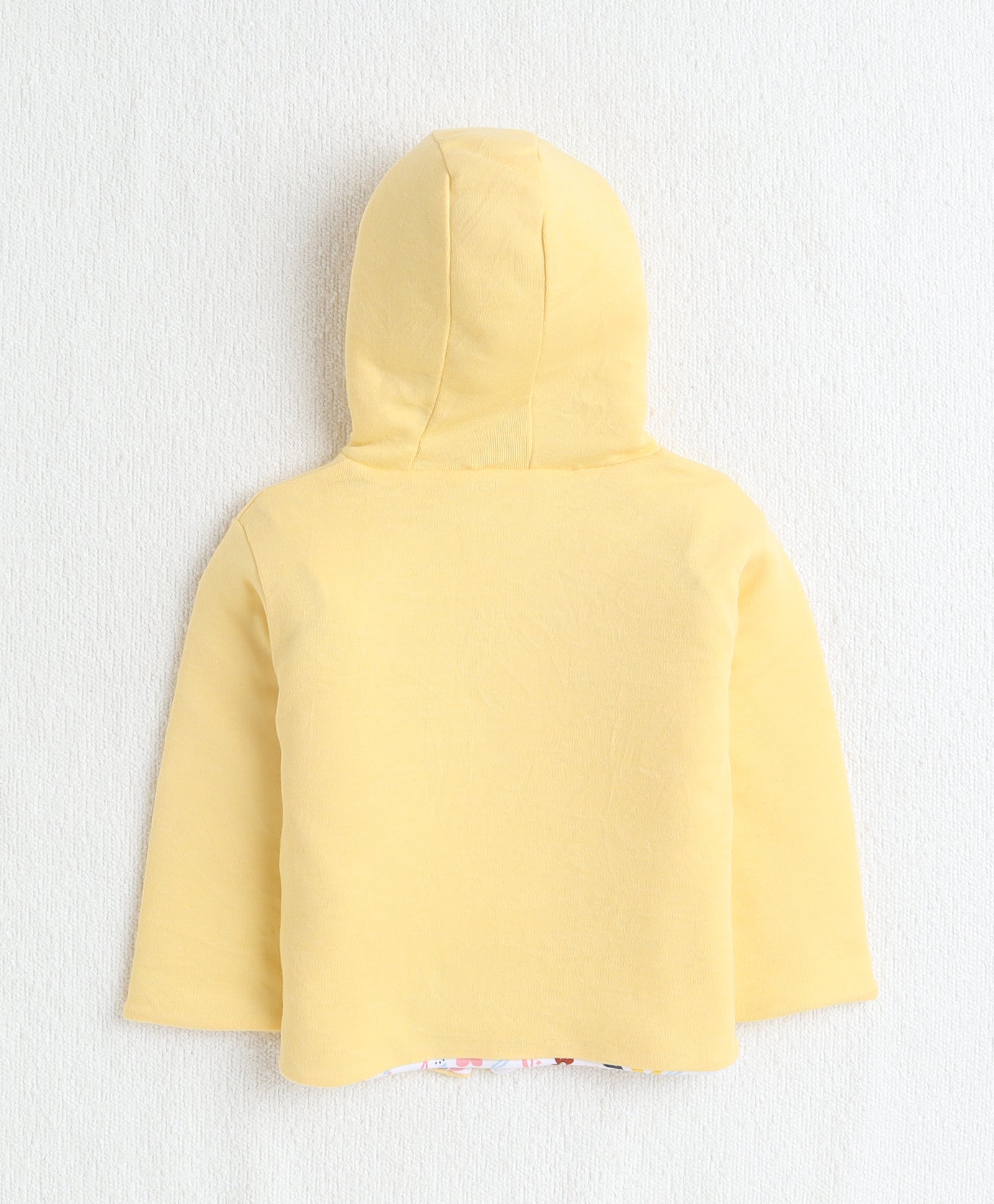 Girls 100% Cotton Solid Jacket - Yellow & White