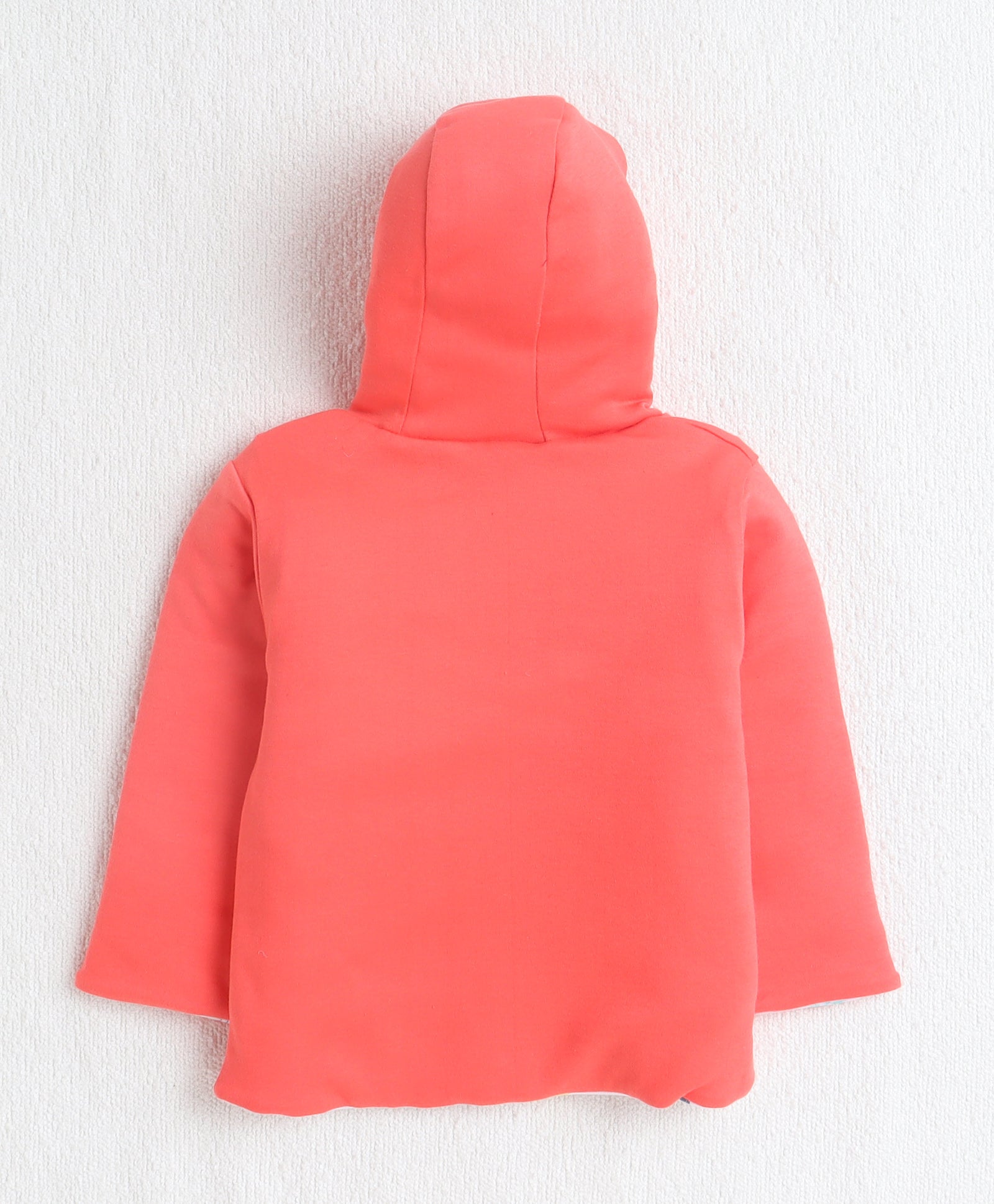 Girls 100% Cotton Solid Jacket - Coral & White