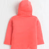 Girls 100% Cotton Solid Jacket - Coral & White
