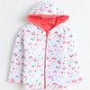 Girls 100% Cotton Solid Jacket - Coral & White