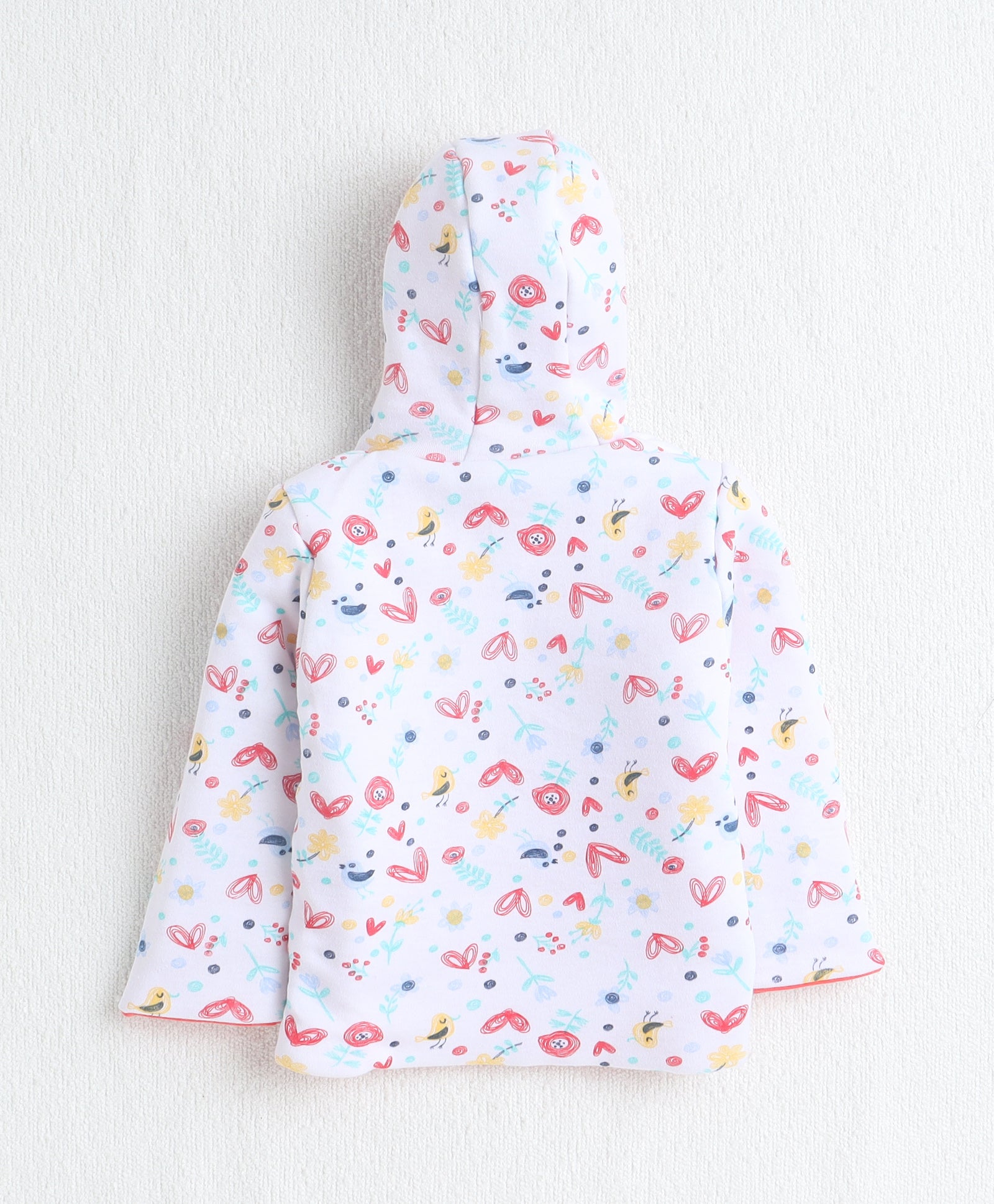 Girls 100% Cotton Solid Jacket - Coral & White