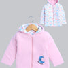Girls 100% Cotton Solid Jacket - Baby Pink & White