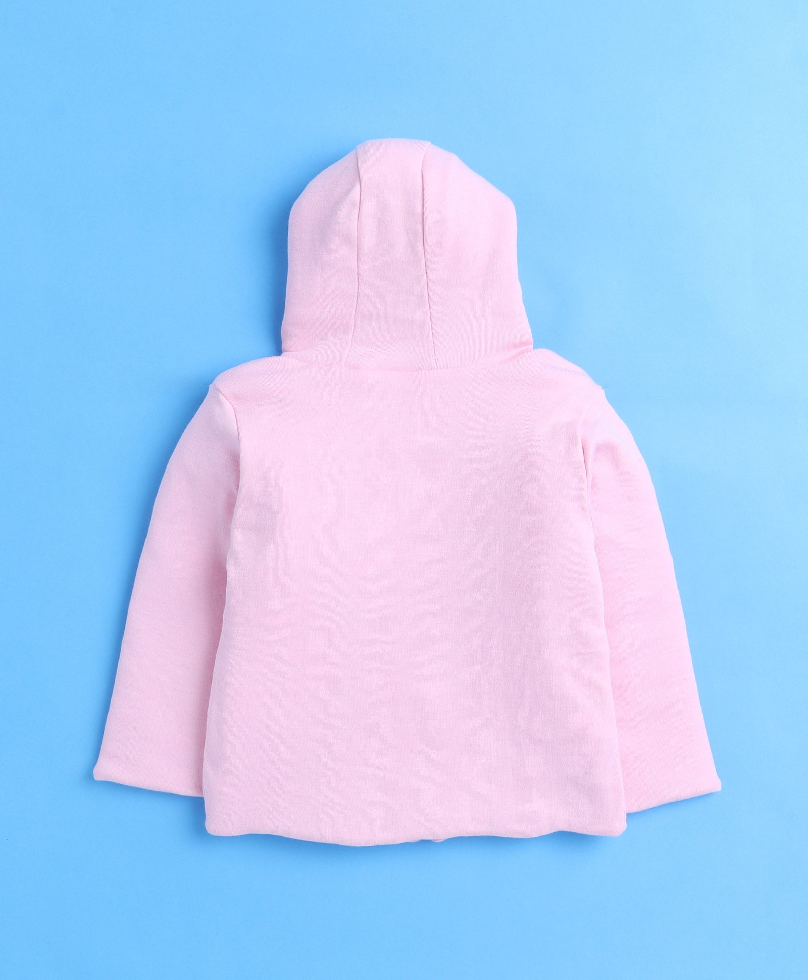 Girls 100% Cotton Solid Jacket - Baby Pink & White