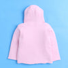 Girls 100% Cotton Solid Jacket - Baby Pink & White