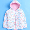 Girls 100% Cotton Solid Jacket - Baby Pink & White
