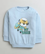 Bumzee Sky Blue Animal Print Sweatshirt & Jogger Set, Full Sleeves, 100% Cotton