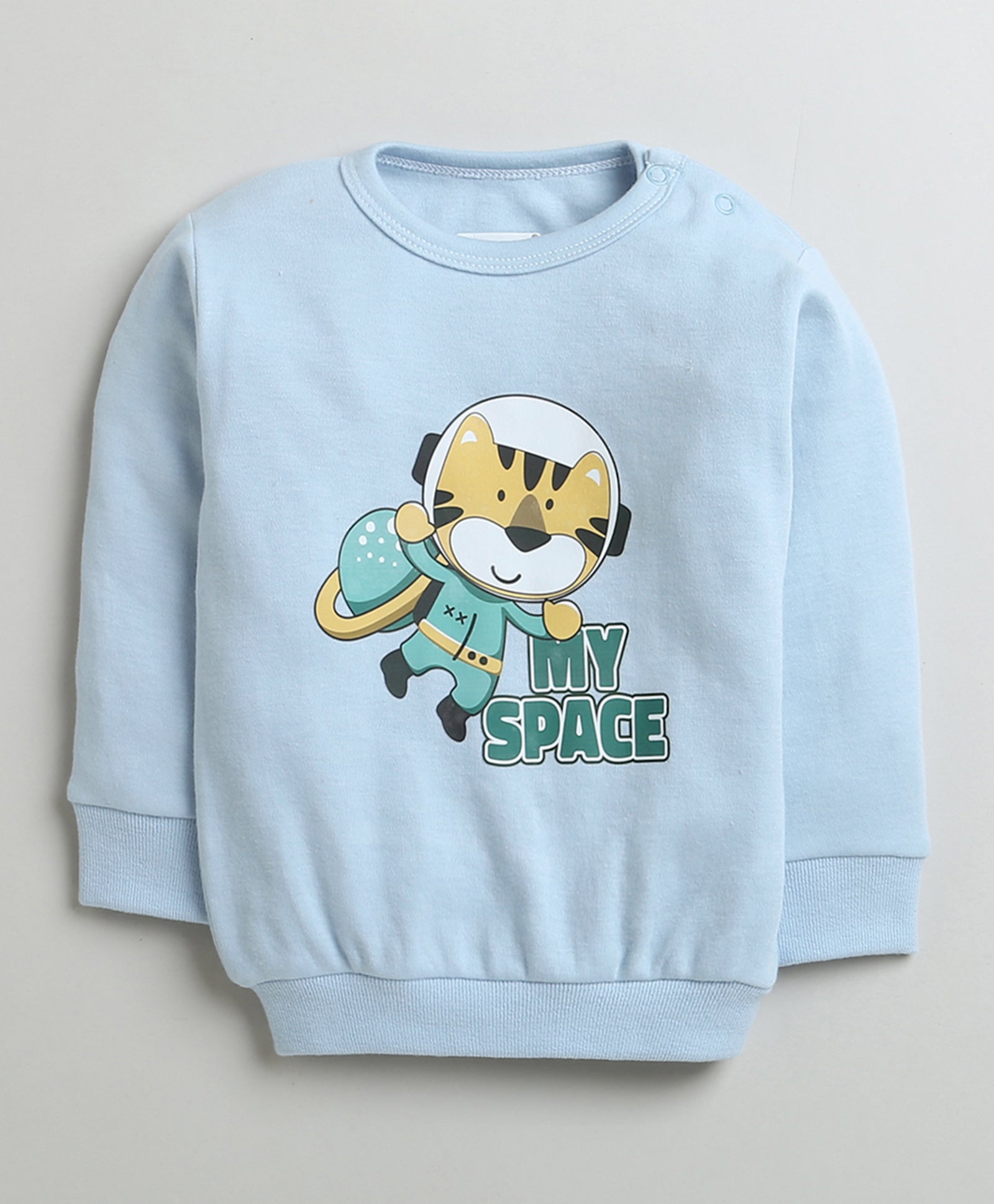 Boys 100% Cotton Tiger Sweatshirt & Jogger Set - Sky Blue