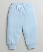 Bumzee Sky Blue Animal Print Sweatshirt & Jogger Set, Full Sleeves, 100% Cotton