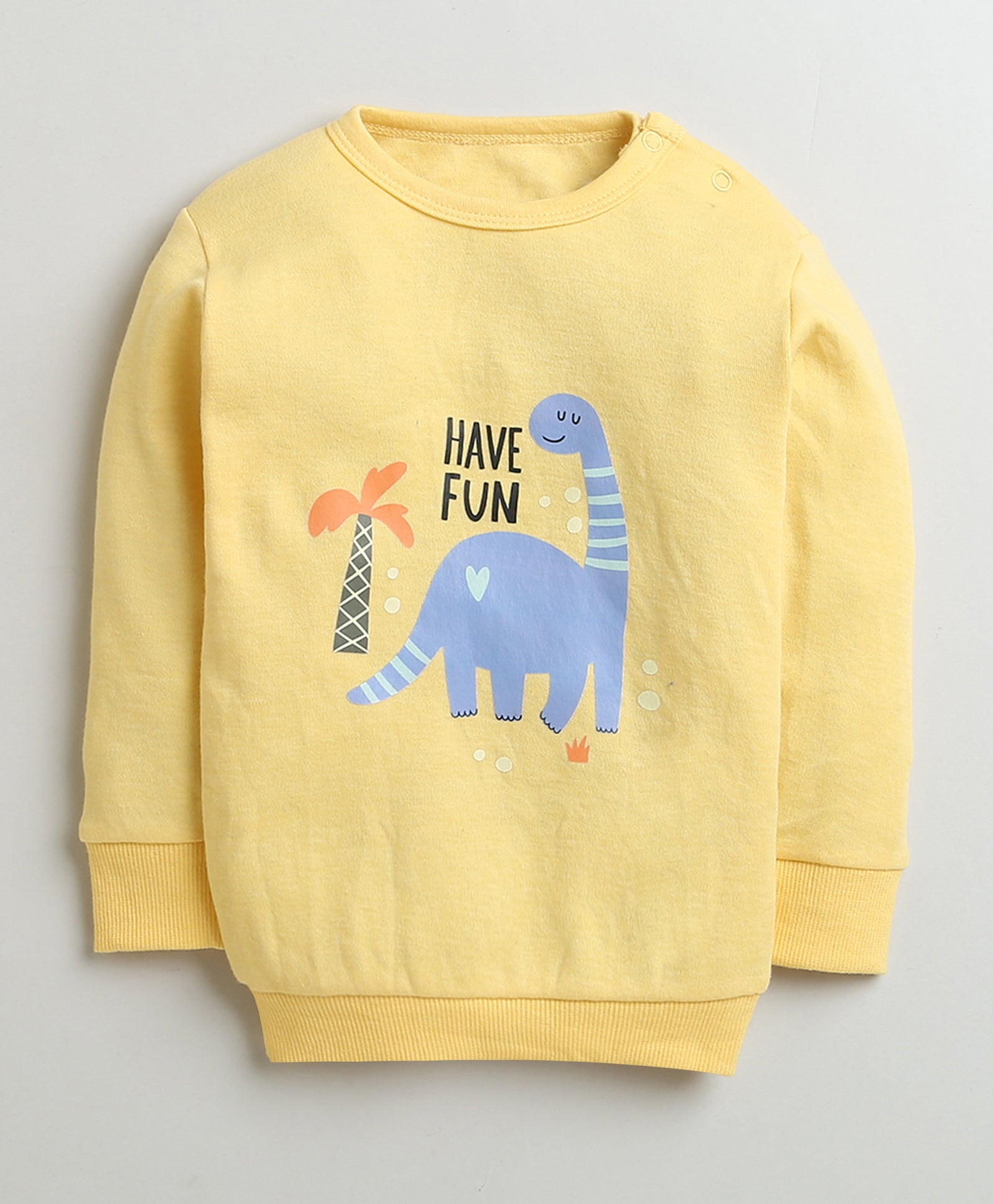 Boys 100% Cotton Dinosaur Sweatshirt & Jogger Set - Yellow