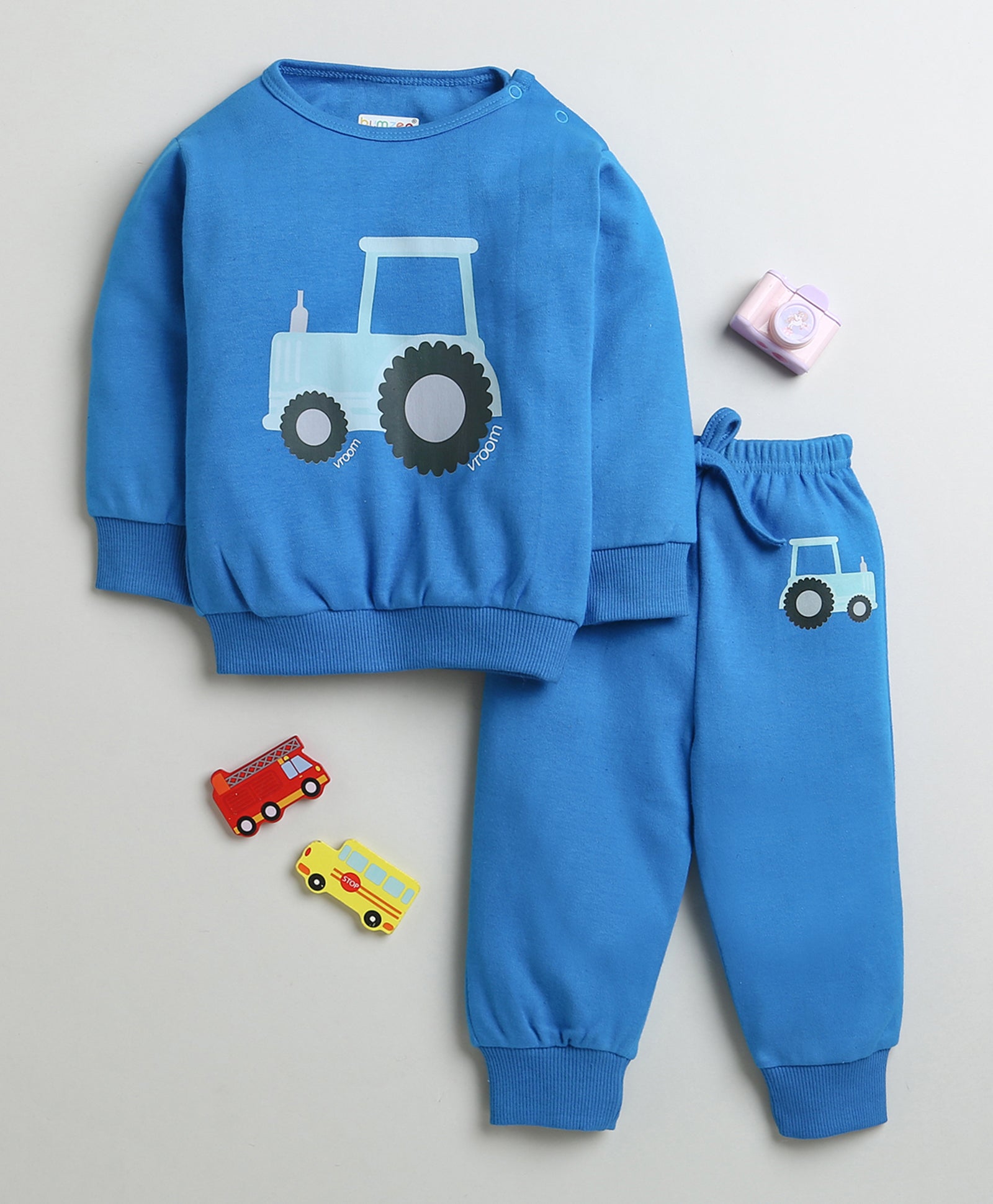 Boys 100% Cotton Truck Sweatshirt & Jogger Set - Royal Blue