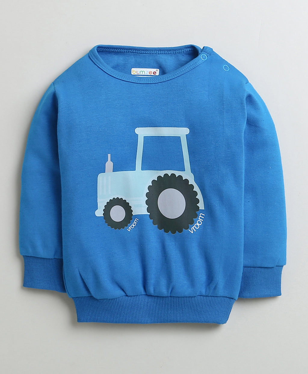 Bumzee Royal Blue Graphic Print Sweatshirt & Jogger Set, Full Sleeves, 100% Cotton