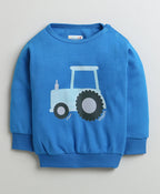 Bumzee Royal Blue Graphic Print Sweatshirt & Jogger Set, Full Sleeves, 100% Cotton