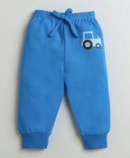 Bumzee Royal Blue Graphic Print Sweatshirt & Jogger Set, Full Sleeves, 100% Cotton