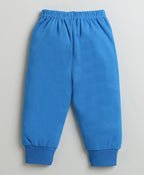 Bumzee Royal Blue Graphic Print Sweatshirt & Jogger Set, Full Sleeves, 100% Cotton