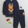 Boys 100% Cotton Little Lion Sweatshirt & Jogger Set - Navy