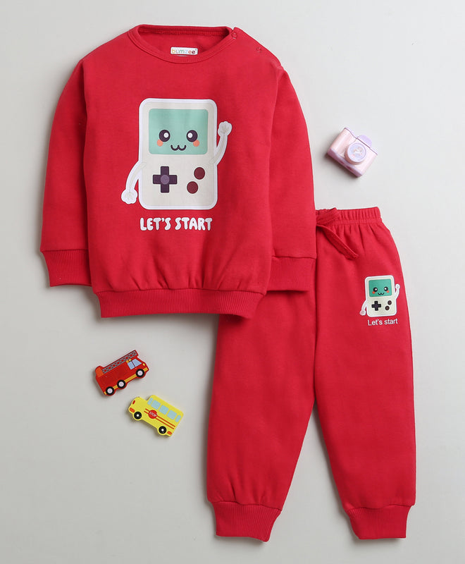 Boys 100% Cotton Handheld Sweatshirt & Jogger Set - Red