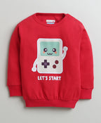 Bumzee Red Graphic Print Sweatshirt & Jogger Set, Full Sleeves, 100% Cotton