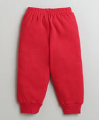 Bumzee Red Graphic Print Sweatshirt & Jogger Set, Full Sleeves, 100% Cotton