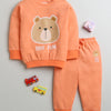Boys 100% Cotton Bear Face Sweatshirt & Jogger Set - Orange
