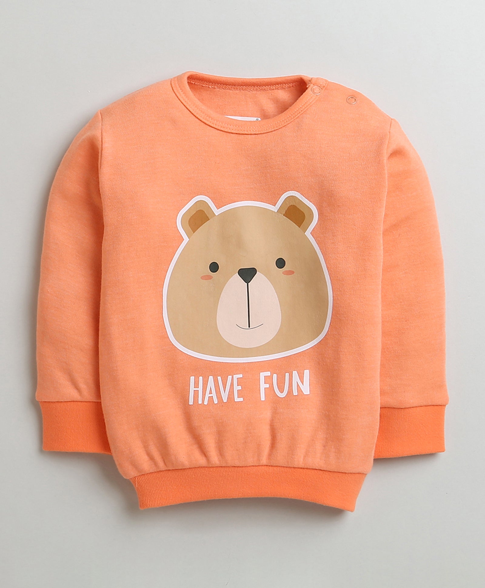 Boys 100% Cotton Bear Face Sweatshirt & Jogger Set - Orange