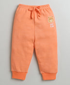 Bumzee Orange Animal Print Sweatshirt & Jogger Set, Full Sleeves, 100% Cotton