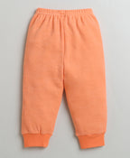 Bumzee Orange Animal Print Sweatshirt & Jogger Set, Full Sleeves, 100% Cotton
