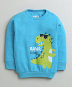 Bumzee Blue Animal Print Sweatshirt & Jogger Set, Full Sleeves, 100% Cotton