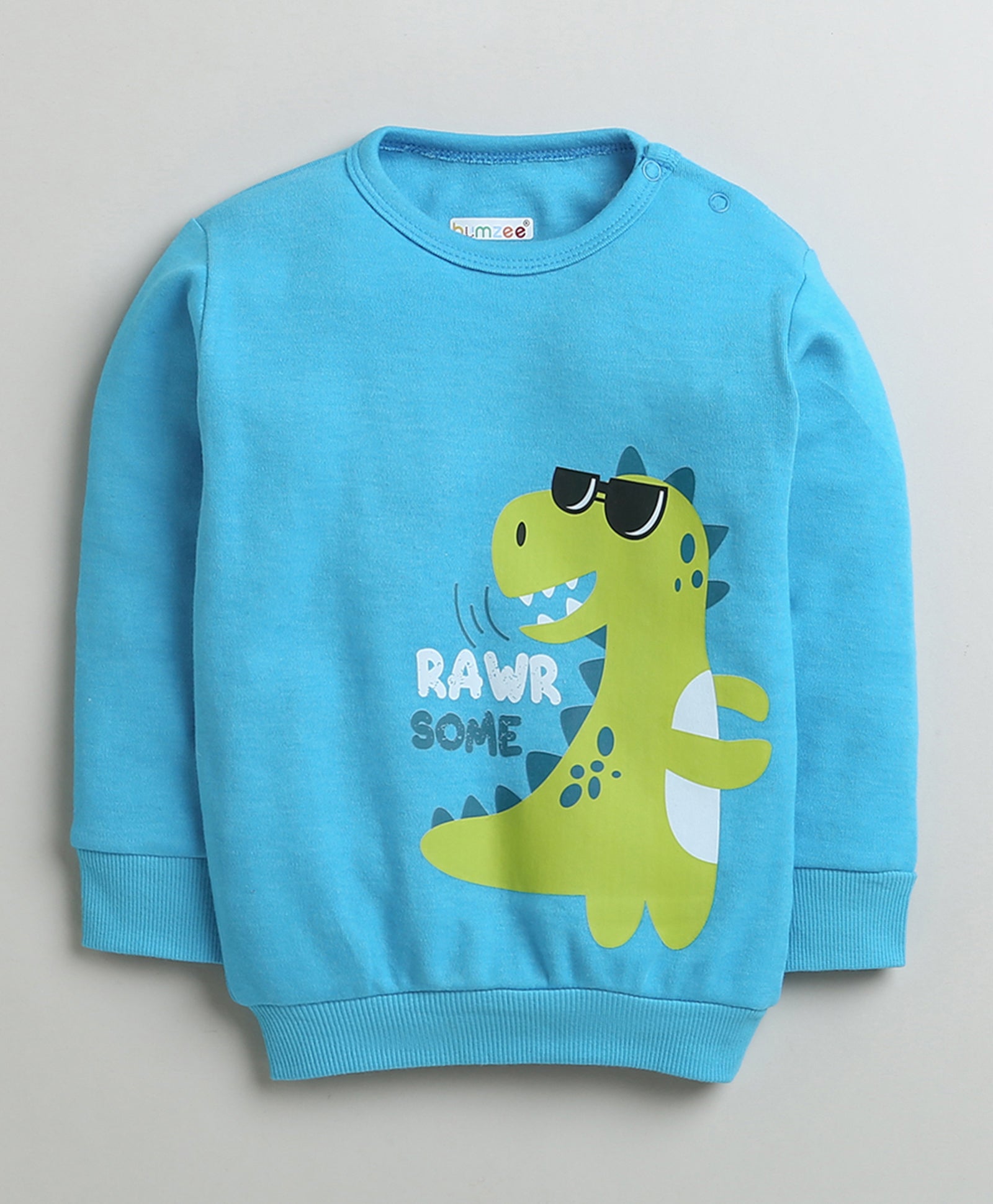 Boys 100% Cotton Dino Sweatshirt & Jogger Set - Blue