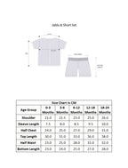 Bumzee White Graphic Print Muslin Jabla & Short Set, Half Sleeves, Cotton Muslin