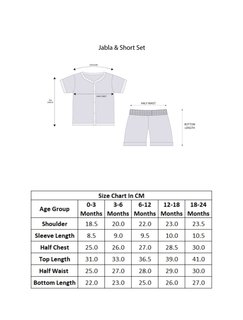 White Baby Boys Half Sleeves Pure Cotton Muslin Jabla & Short Set