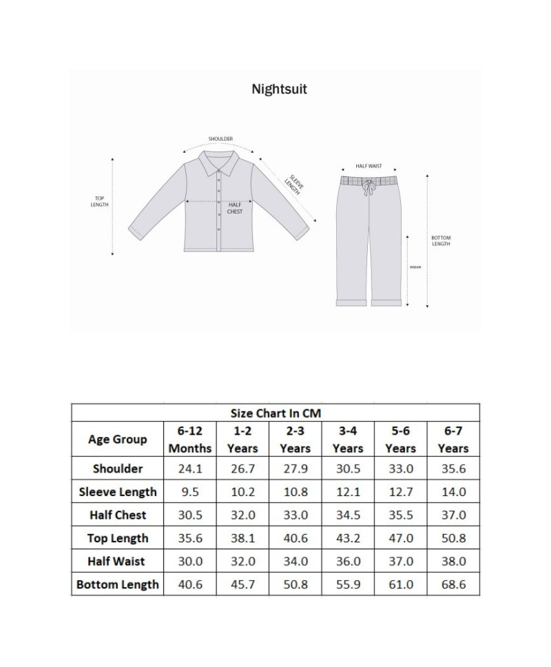 Peach Girls Full Sleeves Cotton Night Suit