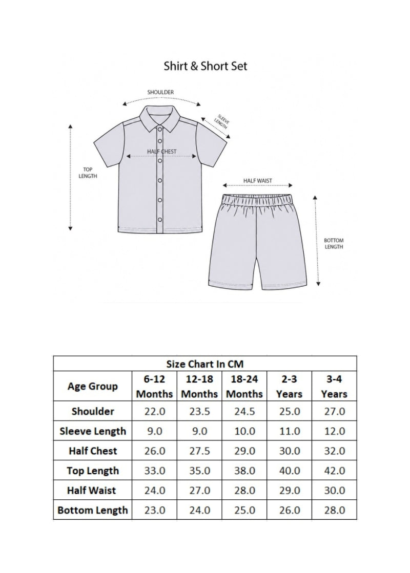 Bumzee Sky Blue Animal Print Woven Shirt & Short Set, Half Sleeves, 100% Cotton