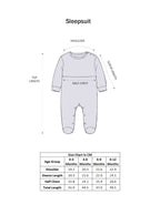 Bumzee Blue & Sky Blue Embroidered Sleepsuit, Full Sleeves, 100% Cotton