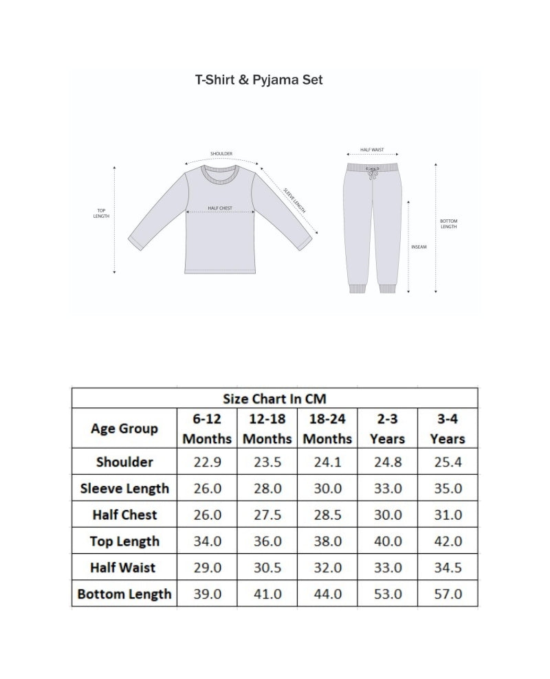Teal Blue & Cream Boys Half Sleeves Cotton T-Shirt & Pyjama Set