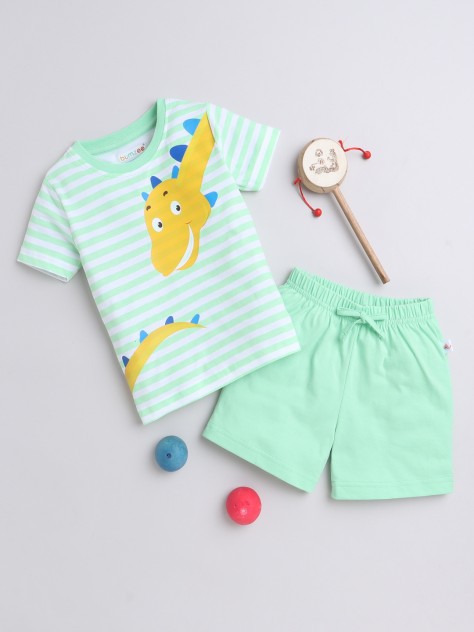 BUMZEE Mint Green Boys Half Sleeves T-Shirt & Short Set