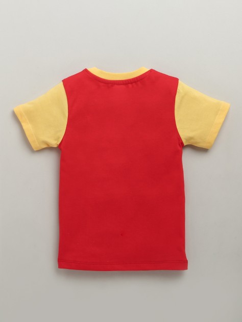 BUMZEE Red & Yellow Boys Half Sleeves Cotton T-Shirts Pack Of 2