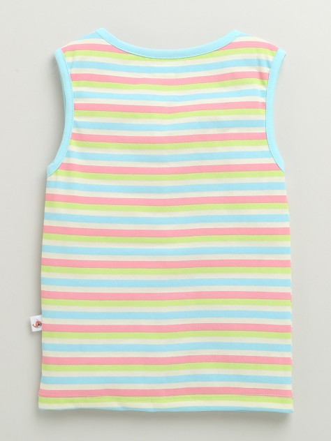 BUMZEE Navy & Multi Boys Sleeveless Cotton T-Shirts Pack Of 2
