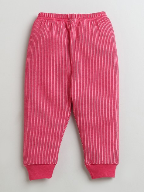 BUMZEE Dark Pink Girls Full Sleeves Cotton Thermal Jabla & Jogger Set