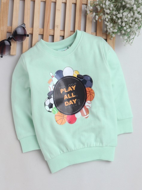 BUMZEE Mint Green Boys Full Sleeves Sweatshirt