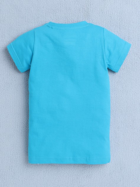 BUMZEE Blue & Multi Girls Half Sleeves T-Shirt Pack Of 2