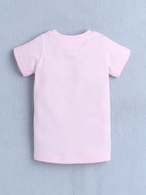 BUMZEE Pink Girls Half Sleeves T-Shirt