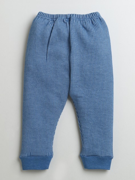 BUMZEE Indigo Blue Boys Full Sleeves Cotton Thermal Jabla & Jogger Set